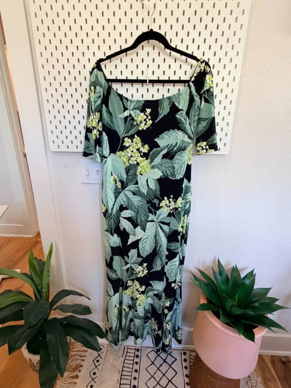 Norma Kamali Off Shoulder Fishtail Gown Floral Maxi Dress L/40